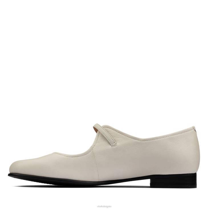 Clarks 0DX8L3270 Clarks de cuero blanco plano puro mujer cuero blanco