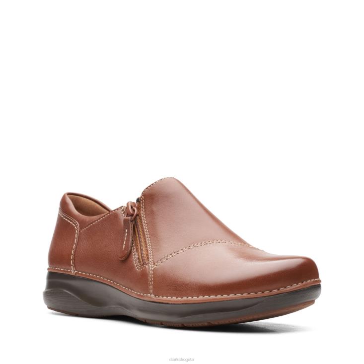 Clarks 0DX8L3288 clarks appley zip de cuero tostado oscuro mujer cuero bronceado oscuro