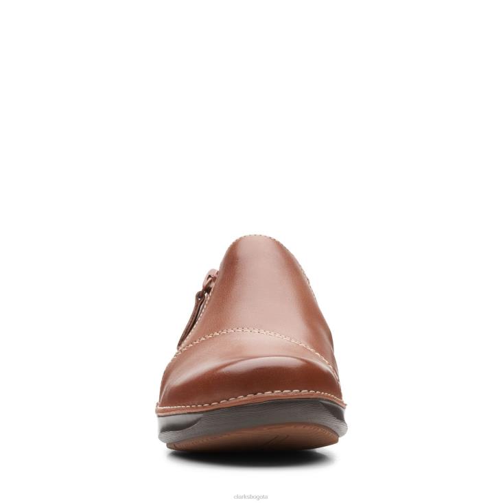 Clarks 0DX8L3288 clarks appley zip de cuero tostado oscuro mujer cuero bronceado oscuro
