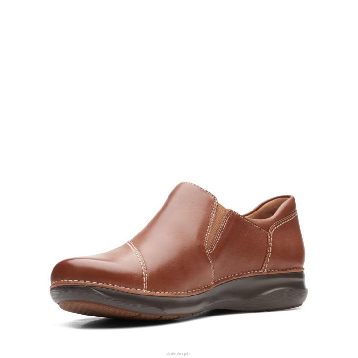 Clarks 0DX8L3288 clarks appley zip de cuero tostado oscuro mujer cuero bronceado oscuro