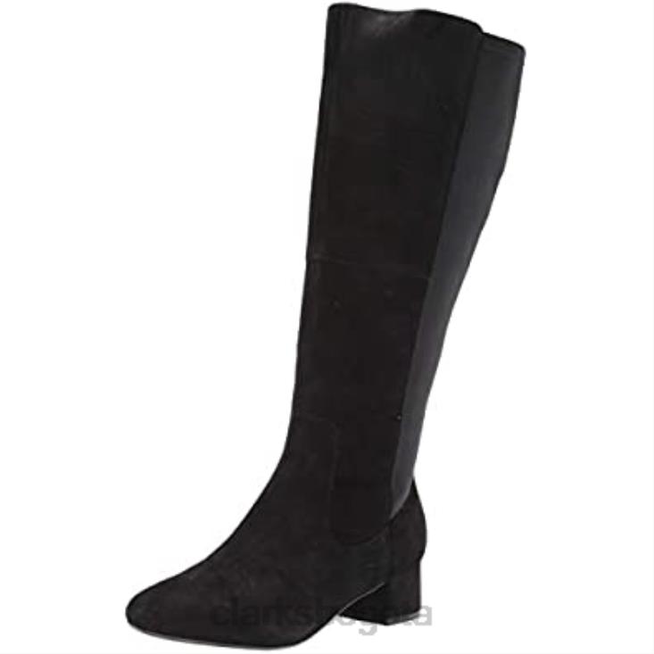 Clarks 0DX8L329 Botas altas hasta la rodilla marilyn abby de gamuza negra de Clarks para mujer mujer ante negro