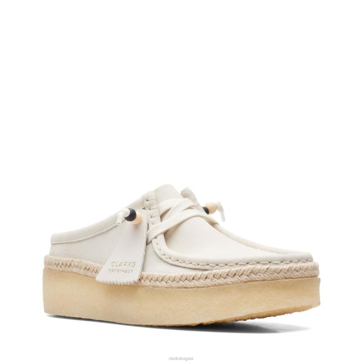 Clarks 0DX8L3290 clarks wallabee cup lo ante blanco mujer gamuza blanca