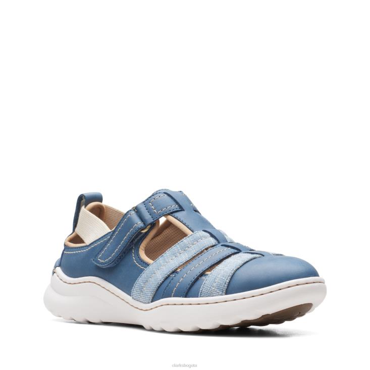 Clarks 0DX8L3297 clarks azul gris lea teagan paso mujer lea gris azul