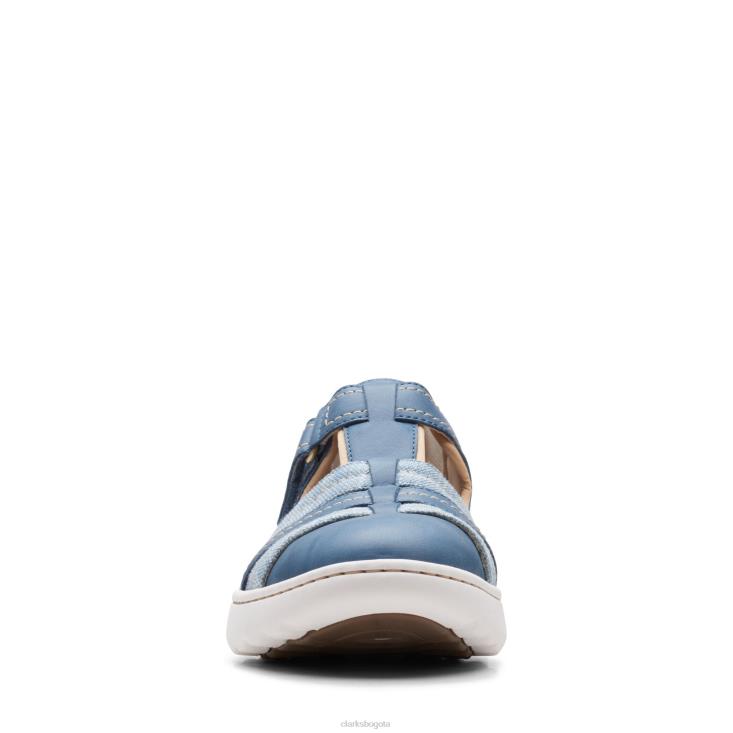 Clarks 0DX8L3297 clarks azul gris lea teagan paso mujer lea gris azul