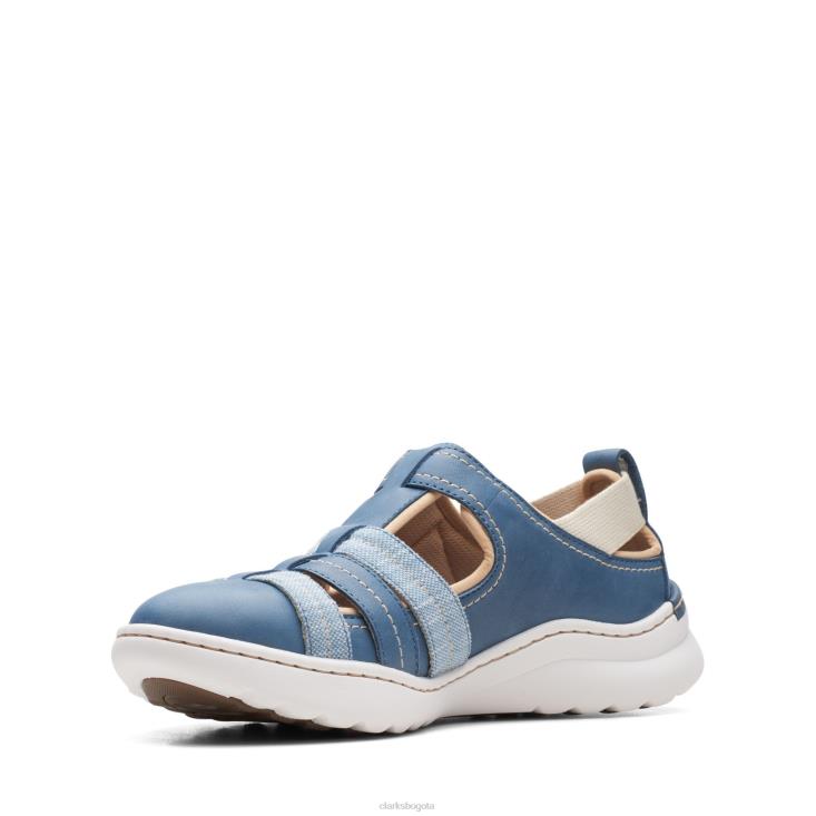 Clarks 0DX8L3297 clarks azul gris lea teagan paso mujer lea gris azul