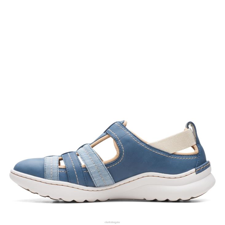 Clarks 0DX8L3297 clarks azul gris lea teagan paso mujer lea gris azul