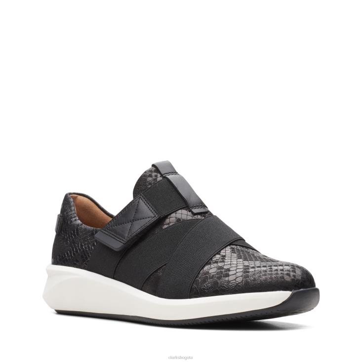 Clarks 0DX8L3298 clarks un rio correa serpiente negra mujer serpiente negra