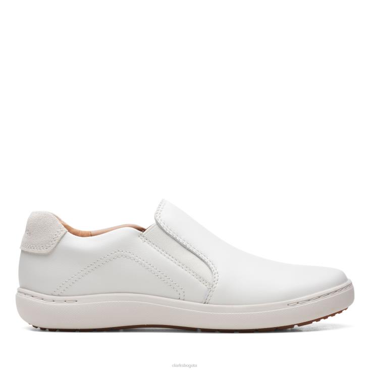 Clarks 0DX8L3307 clarks de cuero blanco nalle stride mujer cuero blanco