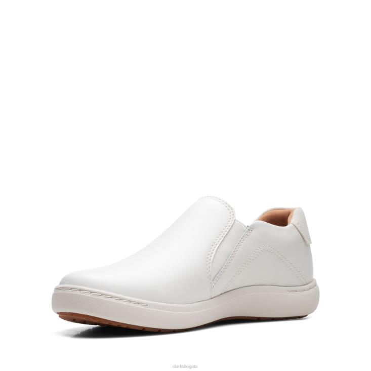 Clarks 0DX8L3307 clarks de cuero blanco nalle stride mujer cuero blanco