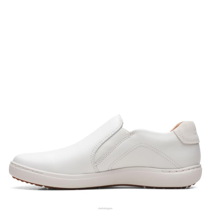 Clarks 0DX8L3307 clarks de cuero blanco nalle stride mujer cuero blanco