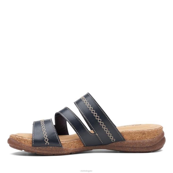 Clarks 0DX8L3328 clarks de cuero azul marino roseville bay mujer cuero azul marino