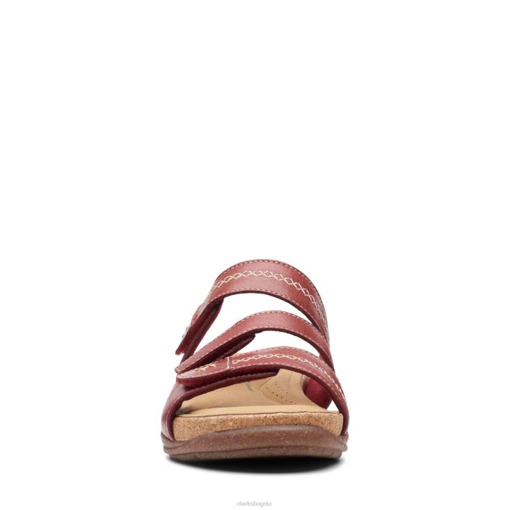 Clarks 0DX8L3331 clarks de cuero rojo roseville bay mujer cuero rojo