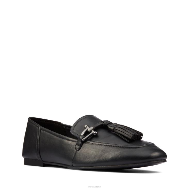Clarks 0DX8L3341 clarks puro cuero negro 2 borlas mujer cuero negro