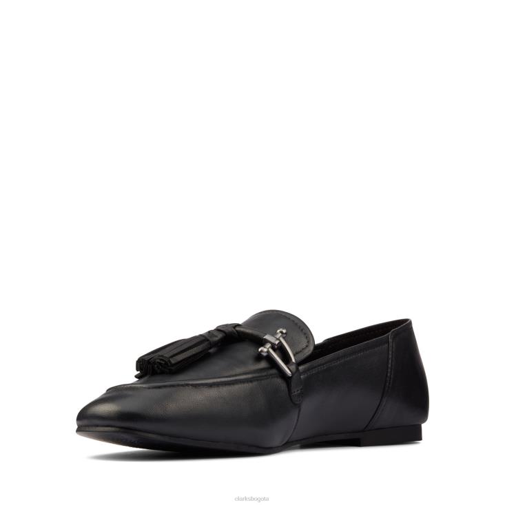 Clarks 0DX8L3341 clarks puro cuero negro 2 borlas mujer cuero negro