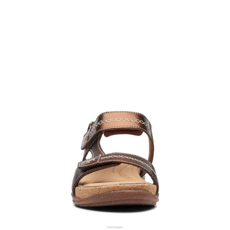 Clarks 0DX8L3342 clarks de cuero metalizado roseville mae mujer cuero metalizado