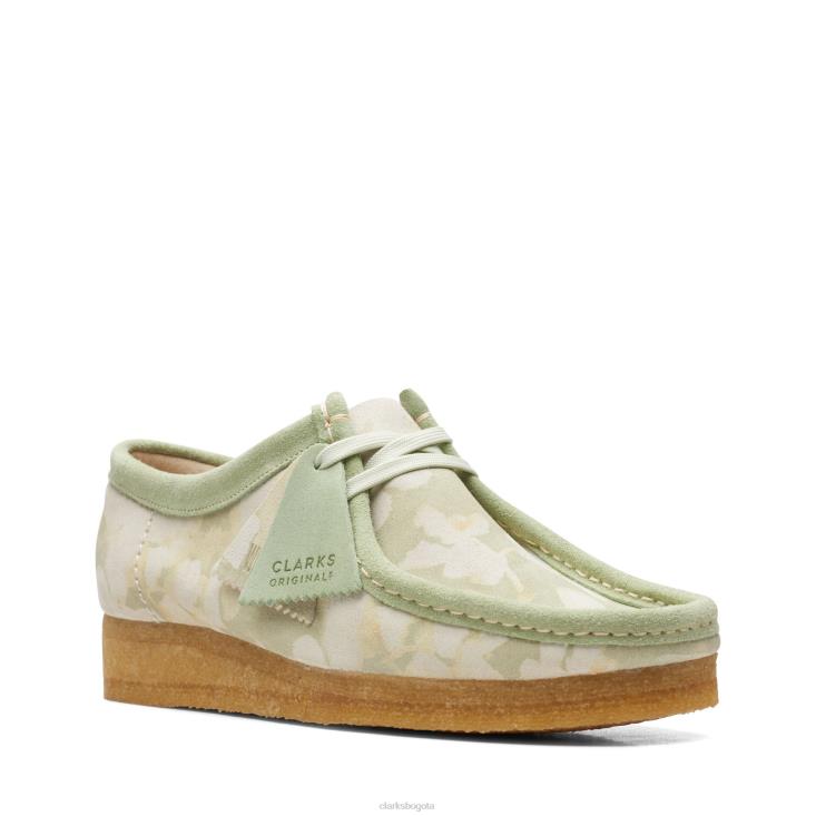 Clarks 0DX8L3343 wallabee clarks verde floral mujer flores verdes