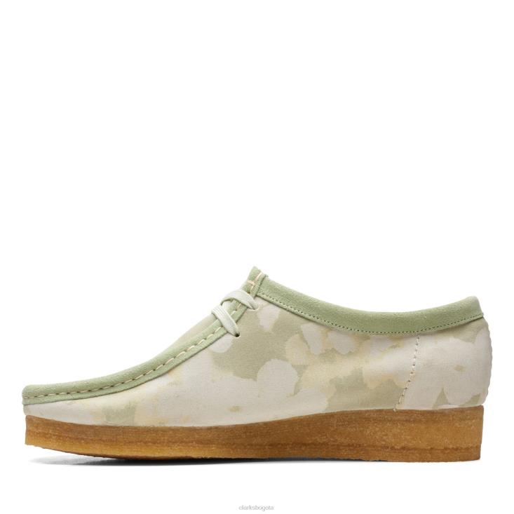 Clarks 0DX8L3343 wallabee clarks verde floral mujer flores verdes