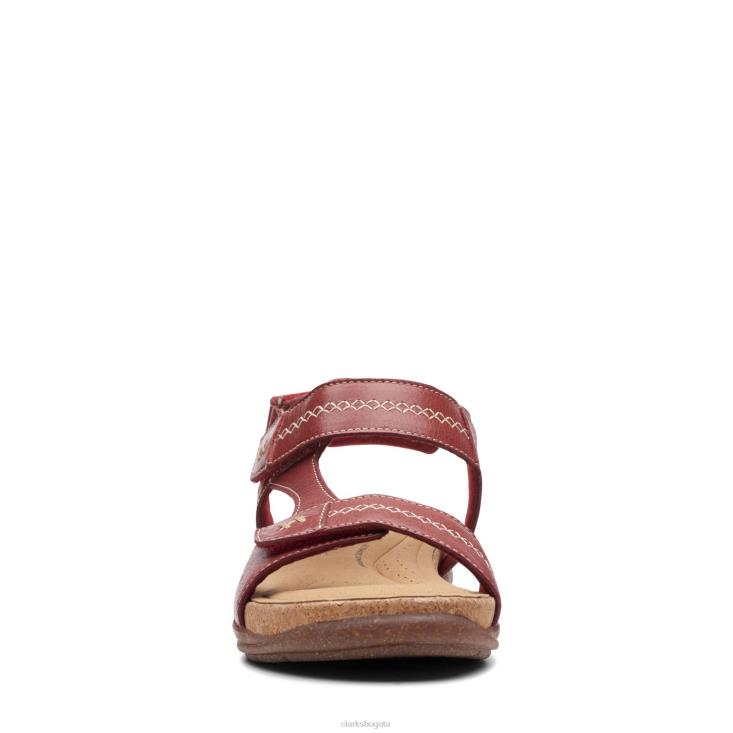 Clarks 0DX8L3358 clarks de cuero rojos roseville mae mujer cuero rojo