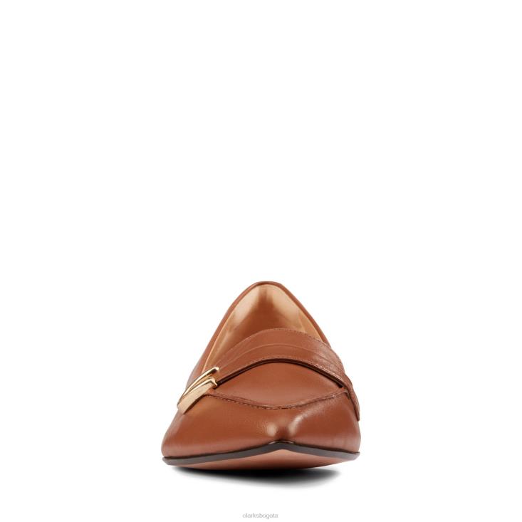 Clarks 0DX8L3361 Clarks Laina de cuero tostado oscuro con 15 hebillas mujer cuero bronceado oscuro