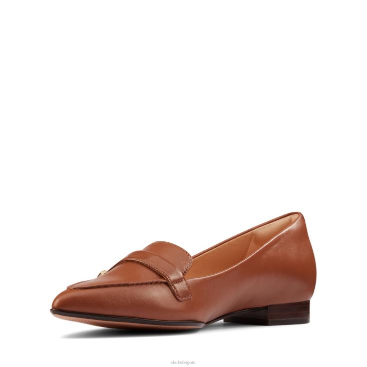 Clarks 0DX8L3361 Clarks Laina de cuero tostado oscuro con 15 hebillas mujer cuero bronceado oscuro