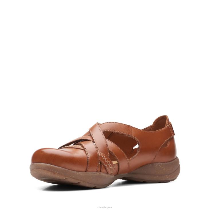 Clarks 0DX8L3362 clarks roseville step cuero bronceado mujer cuero marrón
