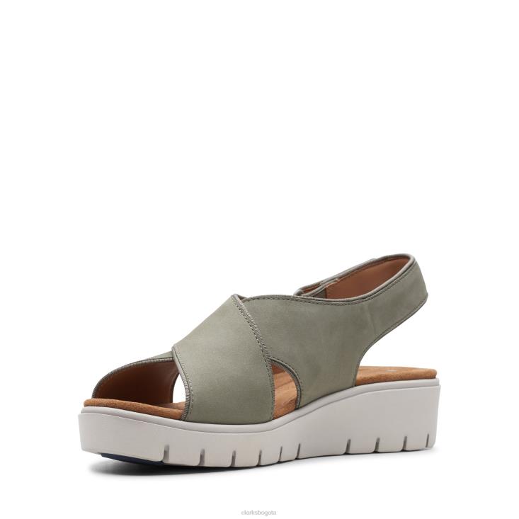 Clarks 0DX8L3369 Clarks Sage Nubuck Un Karely Sun mujer nubuck salvia