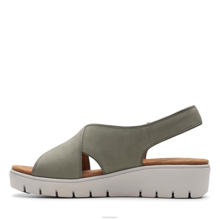 Clarks 0DX8L3369 Clarks Sage Nubuck Un Karely Sun mujer nubuck salvia
