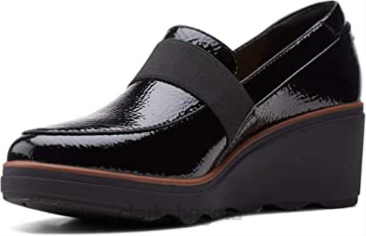 Clarks 0DX8L338 Mocasines clarks mazy marston para mujer negro charol arrugado sintético mujer charol sintético arrugado negro