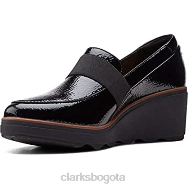 Clarks 0DX8L338 Mocasines clarks mazy marston para mujer negro charol arrugado sintético mujer charol sintético arrugado negro