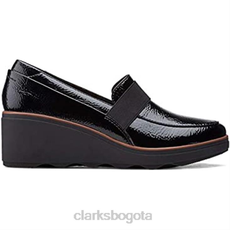 Clarks 0DX8L338 Mocasines clarks mazy marston para mujer negro charol arrugado sintético mujer charol sintético arrugado negro