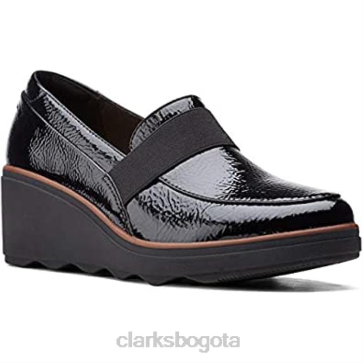 Clarks 0DX8L338 Mocasines clarks mazy marston para mujer negro charol arrugado sintético mujer charol sintético arrugado negro