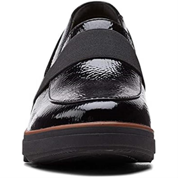 Clarks 0DX8L338 Mocasines clarks mazy marston para mujer negro charol arrugado sintético mujer charol sintético arrugado negro