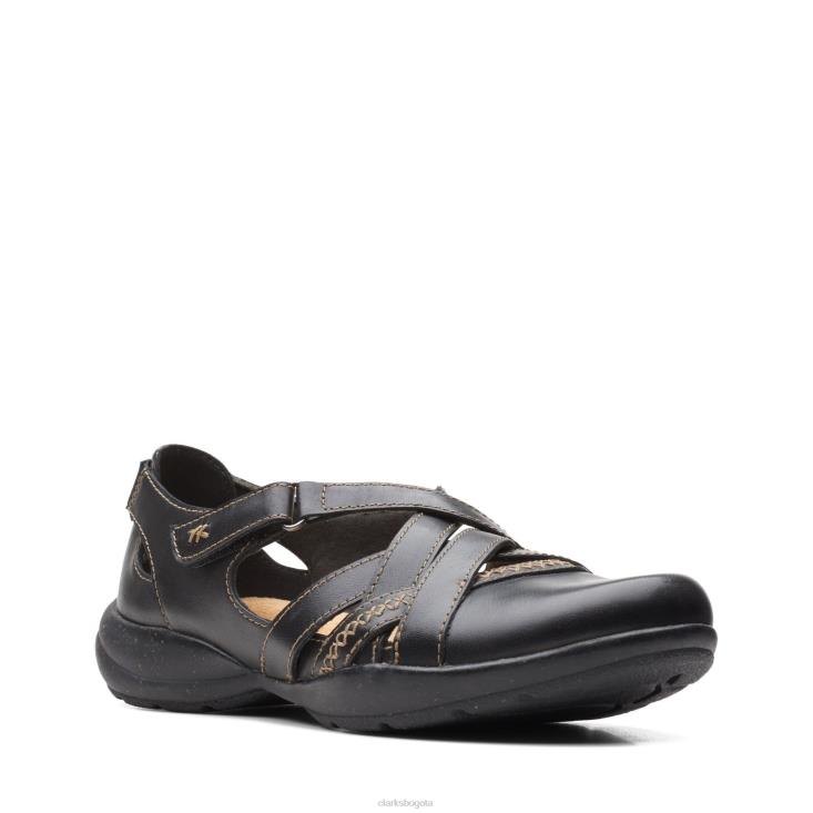 Clarks 0DX8L3382 clarks de cuero negro roseville step mujer cuero negro