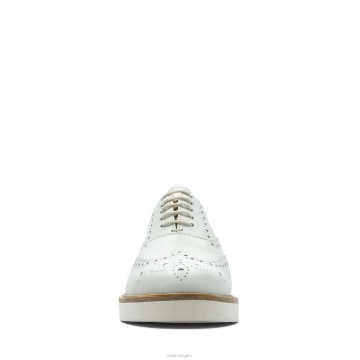 Clarks 0DX8L3388 clarks brogue baille de cuero blanco mujer cuero blanco