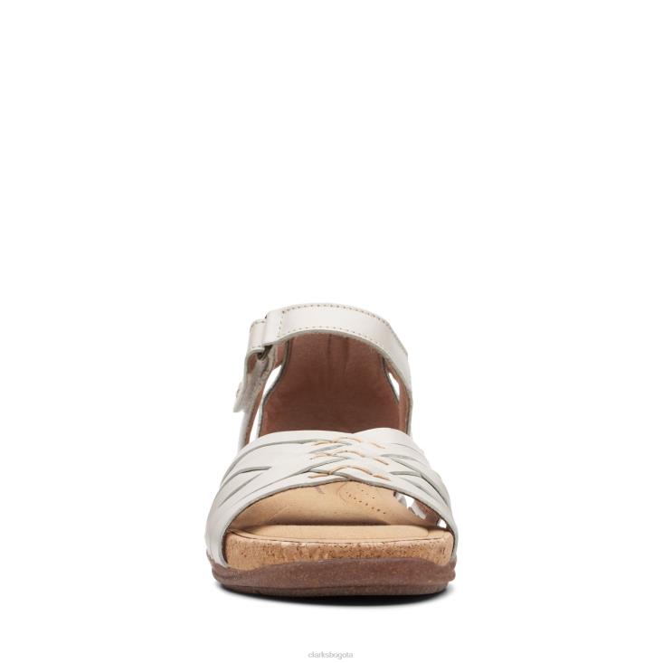 Clarks 0DX8L3404 Clarks Roseville Cove de cuero blanco mujer cuero blanco