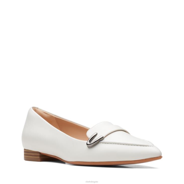 Clarks 0DX8L3410 clarks laina 15 hebilla cuero blanco mujer cuero blanco