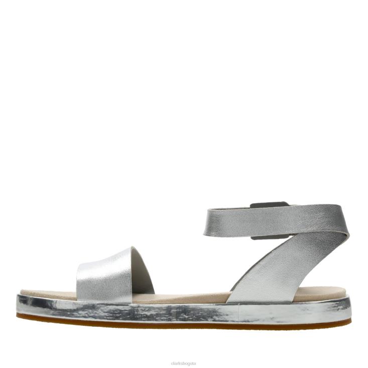Clarks 0DX8L3422 Clarks de cuero plateados de hiedra botánica mujer cuero plateado