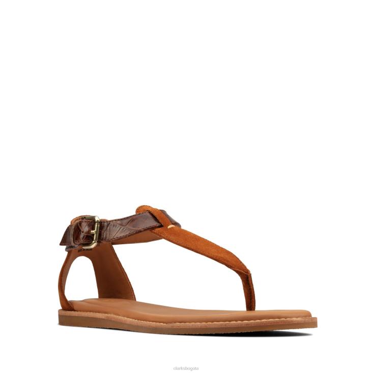 Clarks 0DX8L3428 clarks karsea post cuero tostado mujer cuero marrón