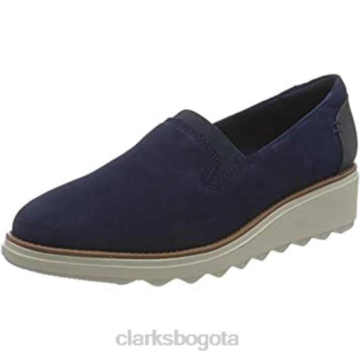 Clarks 0DX8L343 mocasín sharon dolly mujer clarks ante azul oscuro mujer gamuza azul oscuro