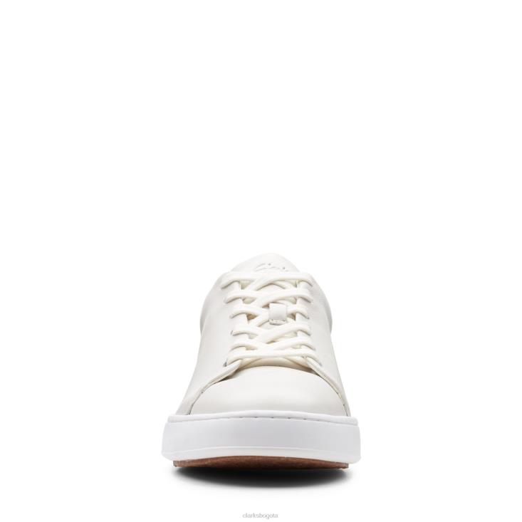 Clarks 0DX8L3491 clarks court lite de cuero blanco hombres cuero blanco