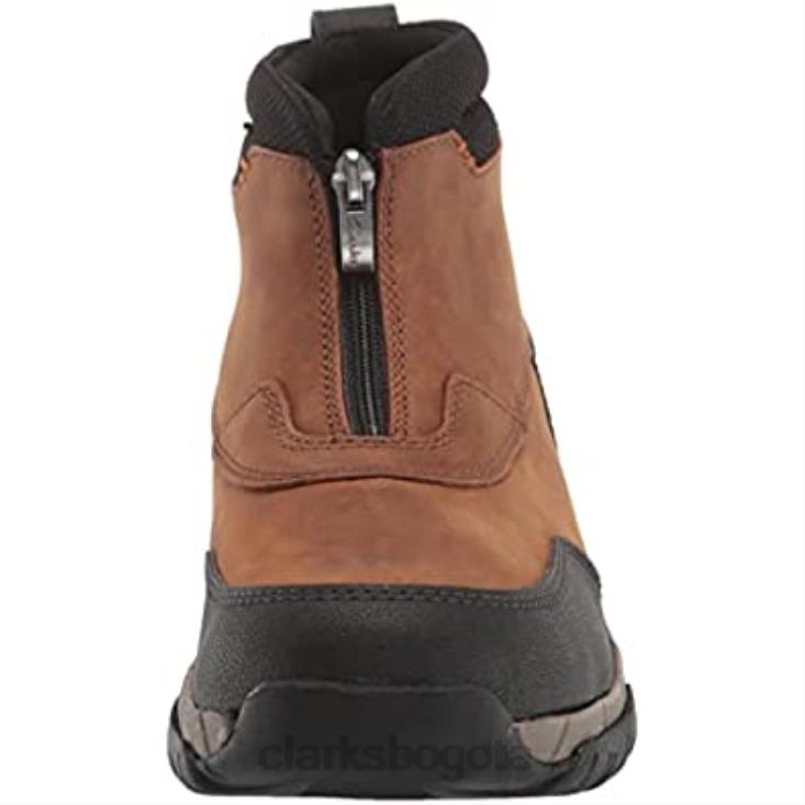 Clarks 0DX8L350 botines clarks grove zip ii para hombre color canela oscuro hombres bronceado oscuro
