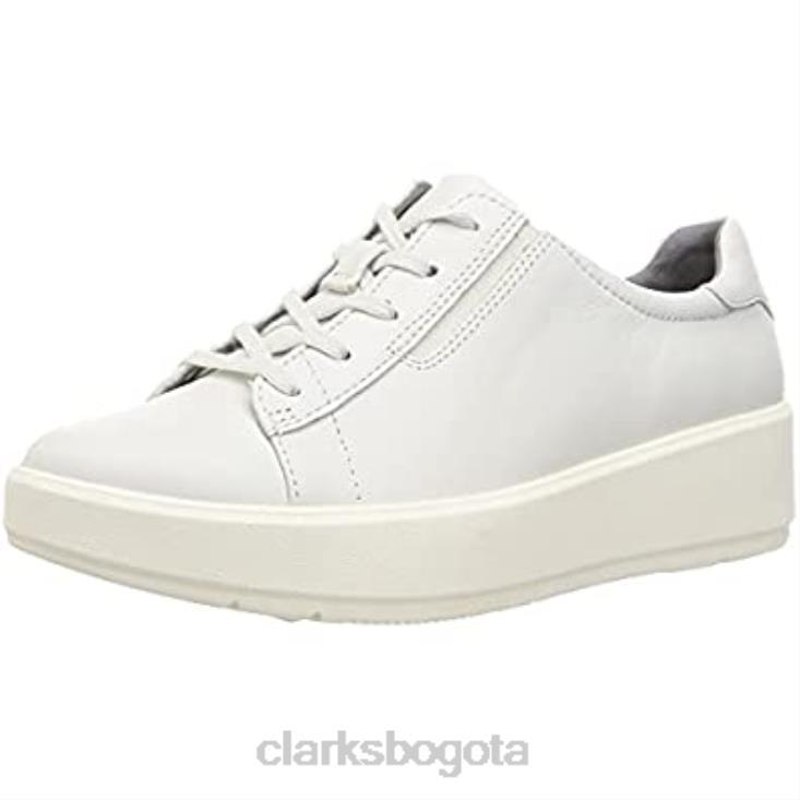 Clarks 0DX8L352 Zapatilla Clarks Layton Lace de piel blanca para mujer mujer cuero blanco