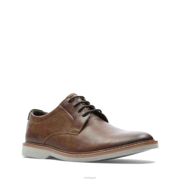 Clarks 0DX8L3544 clarks atticus lt lace cuero tostado oscuro hombres cuero bronceado oscuro