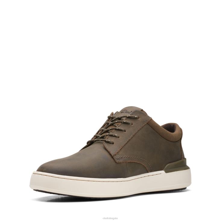 Clarks 0DX8L3576 clarks court lite derby de cuero verde oliva hombres cuero oliva