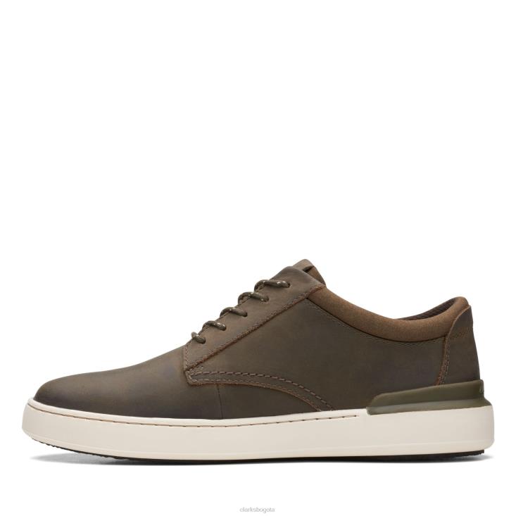 Clarks 0DX8L3576 clarks court lite derby de cuero verde oliva hombres cuero oliva