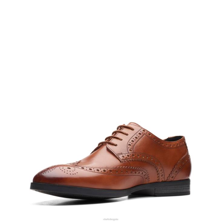 Clarks 0DX8L3603 clarks bradish de cuero color canela hombres cuero marrón