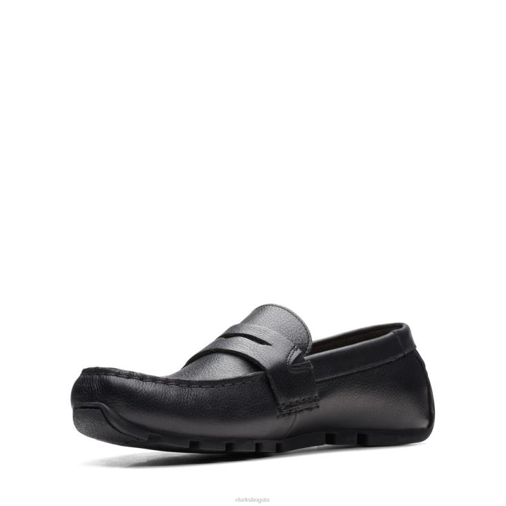 Clarks 0DX8L3744 barra clarks oswick de cuero negro hombres cuero negro