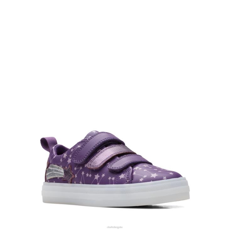 Clarks 0DX8L3807 llamarada mosca k clarks púrpura niños púrpura