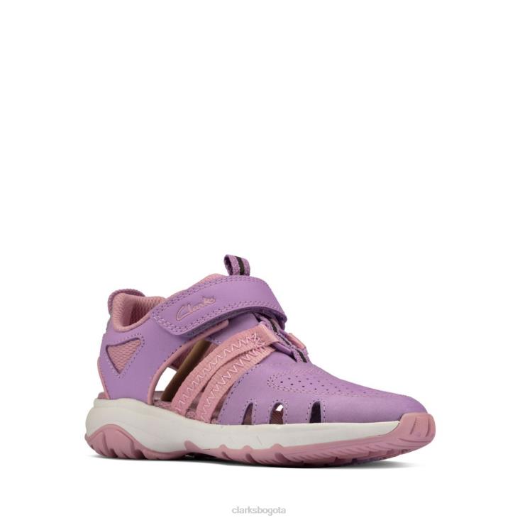 Clarks 0DX8L3811 clarks cuero lila rock surf k niños cuero lila