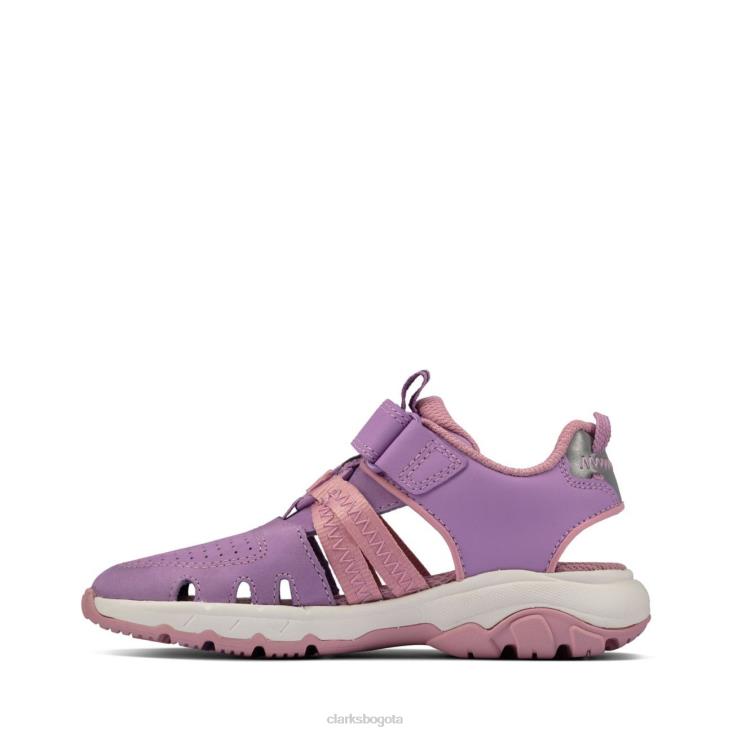 Clarks 0DX8L3811 clarks cuero lila rock surf k niños cuero lila